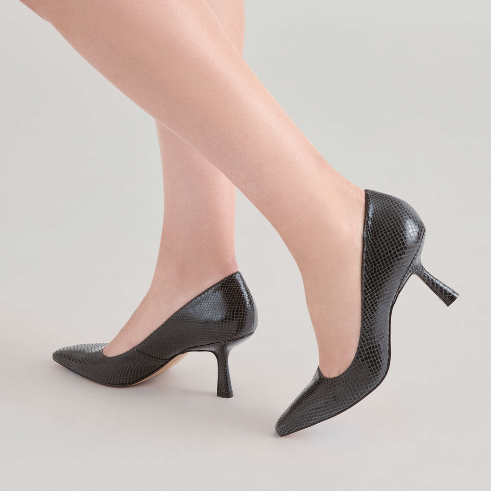 Dolce Vita SHOES | Briona Onyx Embossed Leather Heels