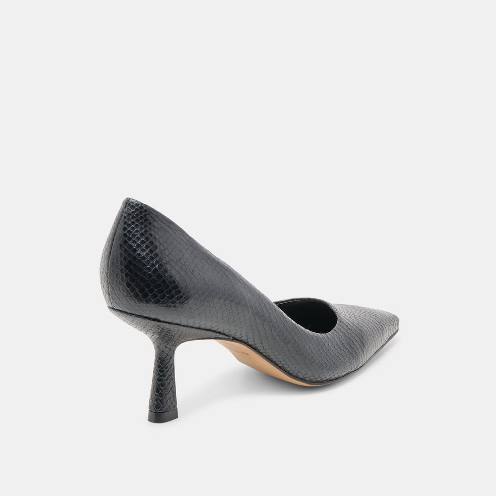 Dolce Vita SHOES | Briona Onyx Embossed Leather Heels