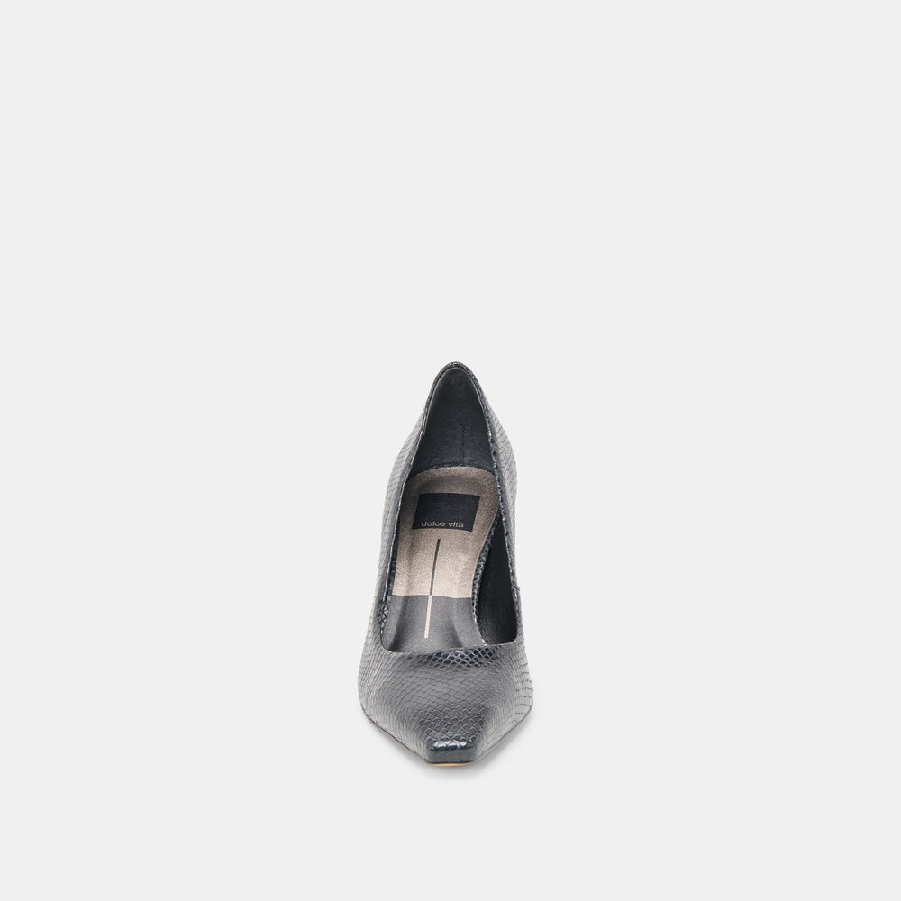 Dolce Vita SHOES | Briona Onyx Embossed Leather Heels