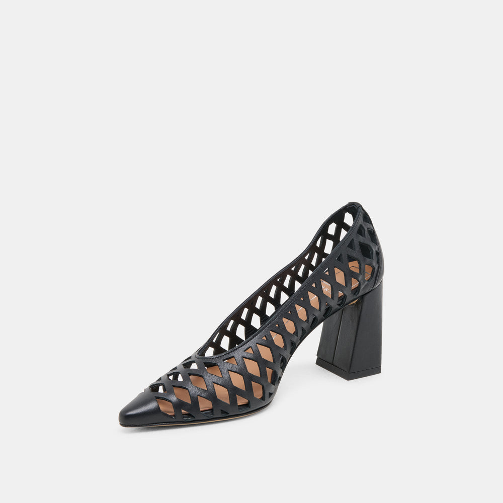 Dolce Vita SHOES | Tanya Black Woven Leather Heels