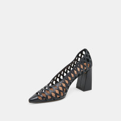 Dolce Vita SHOES | Tanya Black Woven Leather Heels