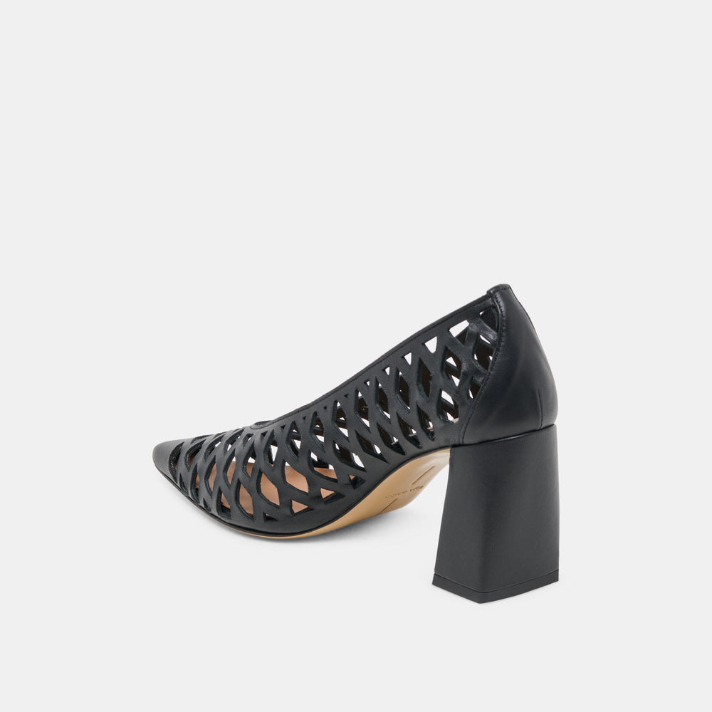 Dolce Vita SHOES | Tanya Black Woven Leather Heels