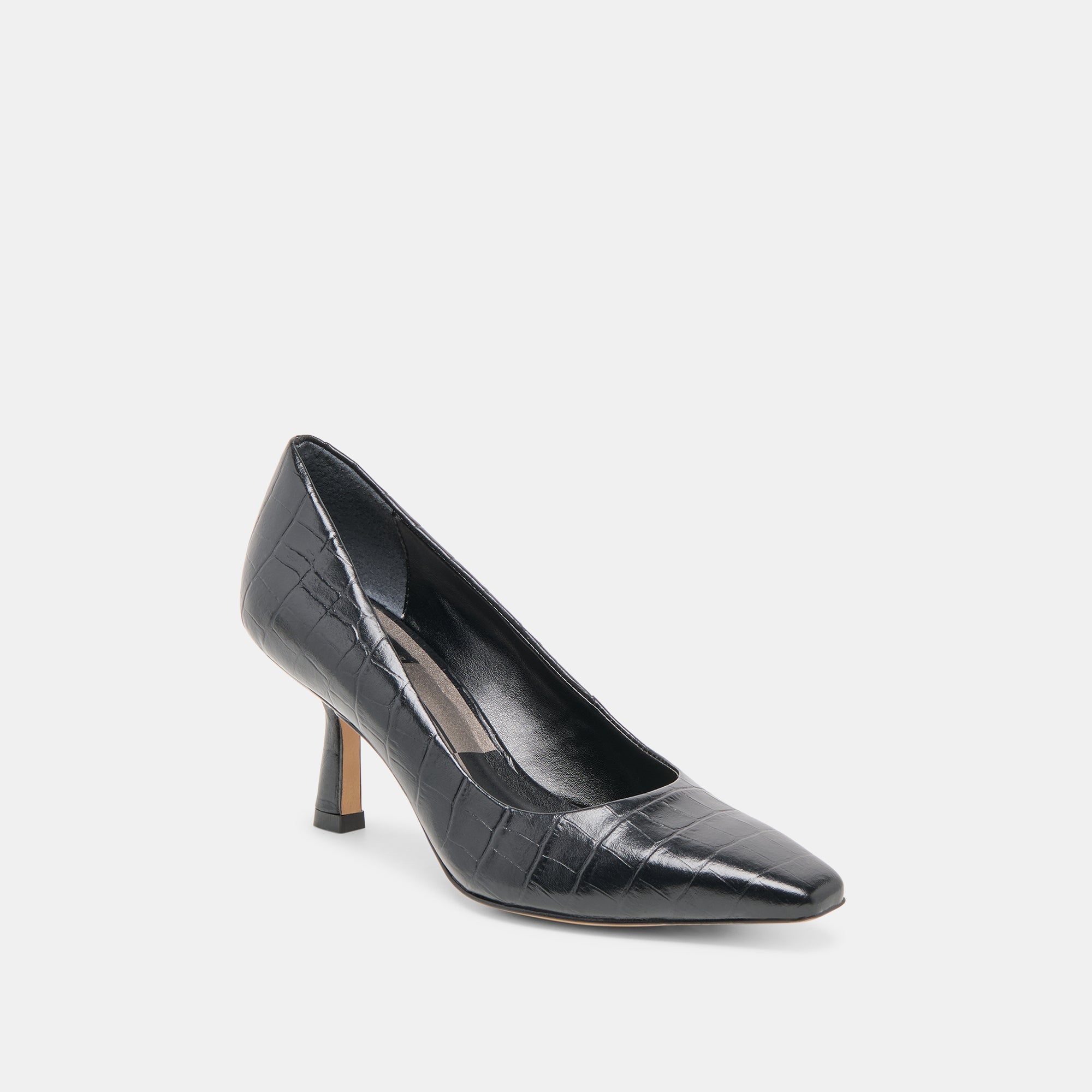 Dolce Vita SHOES | Briona Noir Croco Embossed Leather Heels