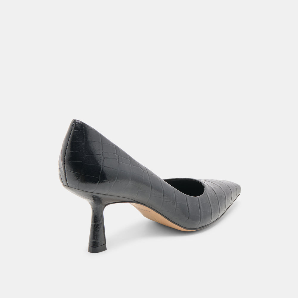 Dolce Vita SHOES | Briona Noir Croco Embossed Leather Heels