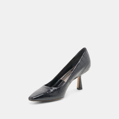 Dolce Vita SHOES | Briona Noir Croco Embossed Leather Heels