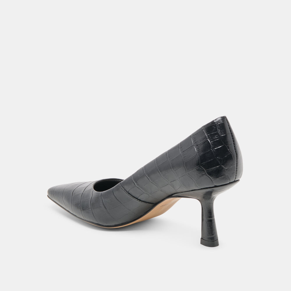Dolce Vita SHOES | Briona Noir Croco Embossed Leather Heels