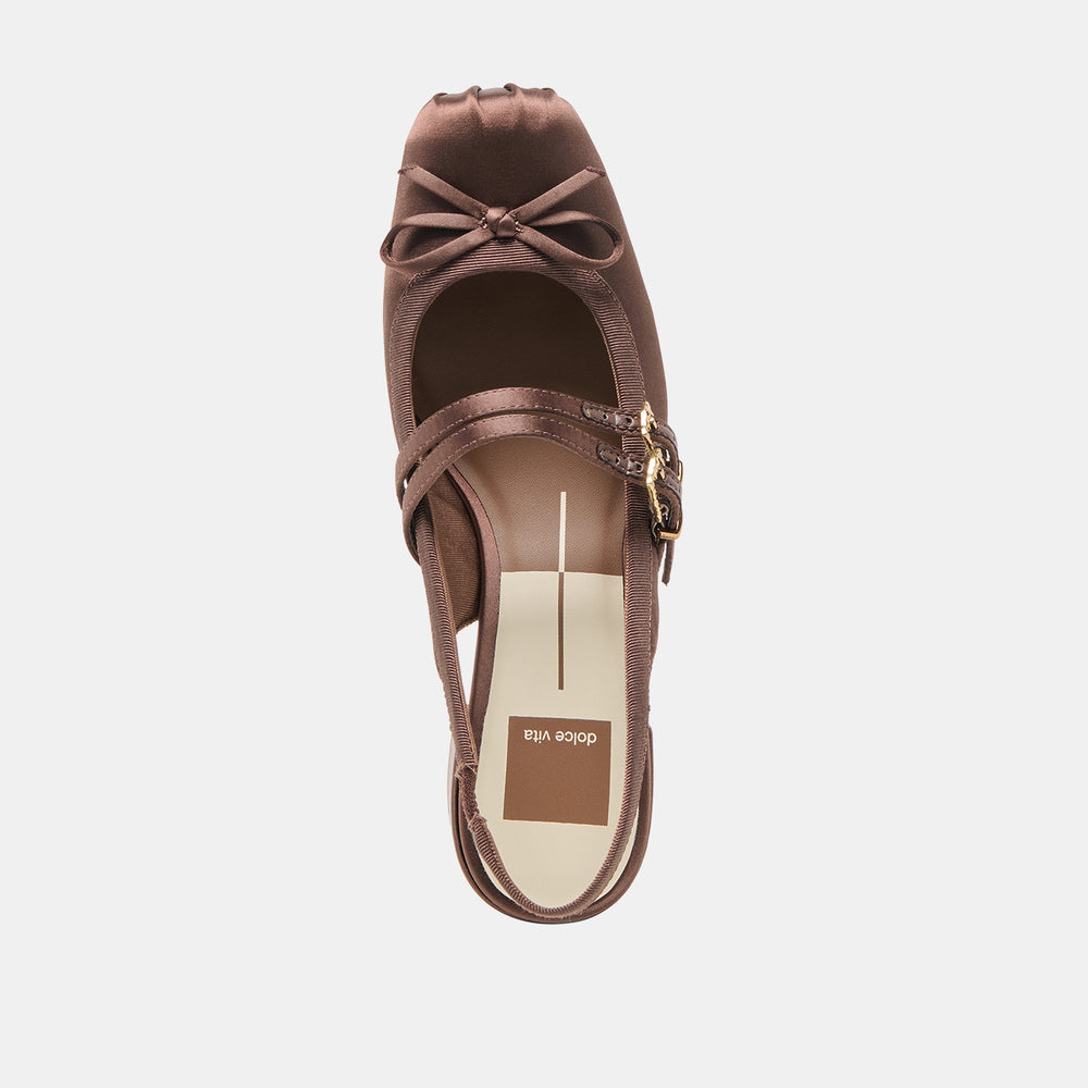 Dolce Vita SHOES | Loris Mahogany Satin Heels