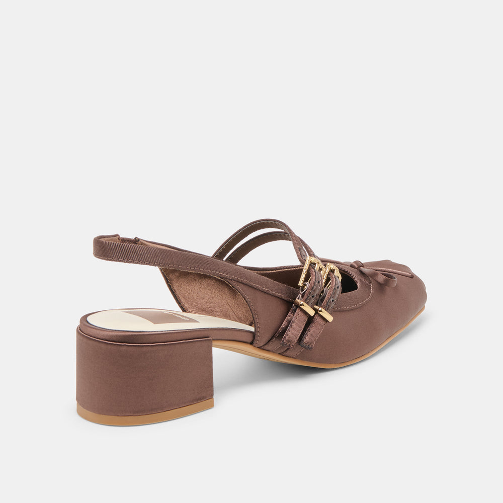 Dolce Vita SHOES | Loris Mahogany Satin Heels