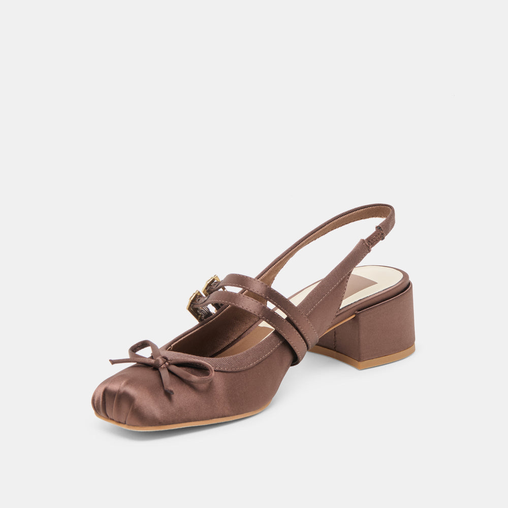 Dolce Vita SHOES | Loris Mahogany Satin Heels