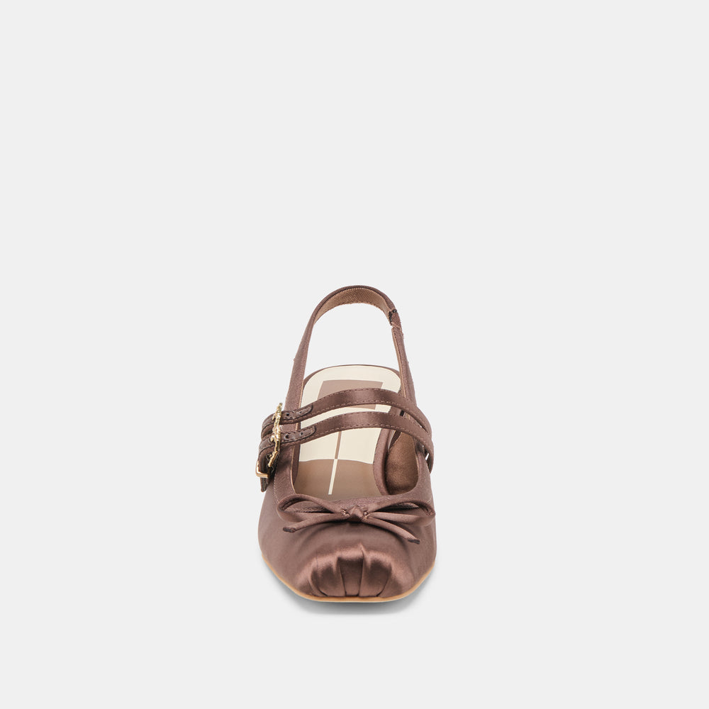 Dolce Vita SHOES | Loris Mahogany Satin Heels