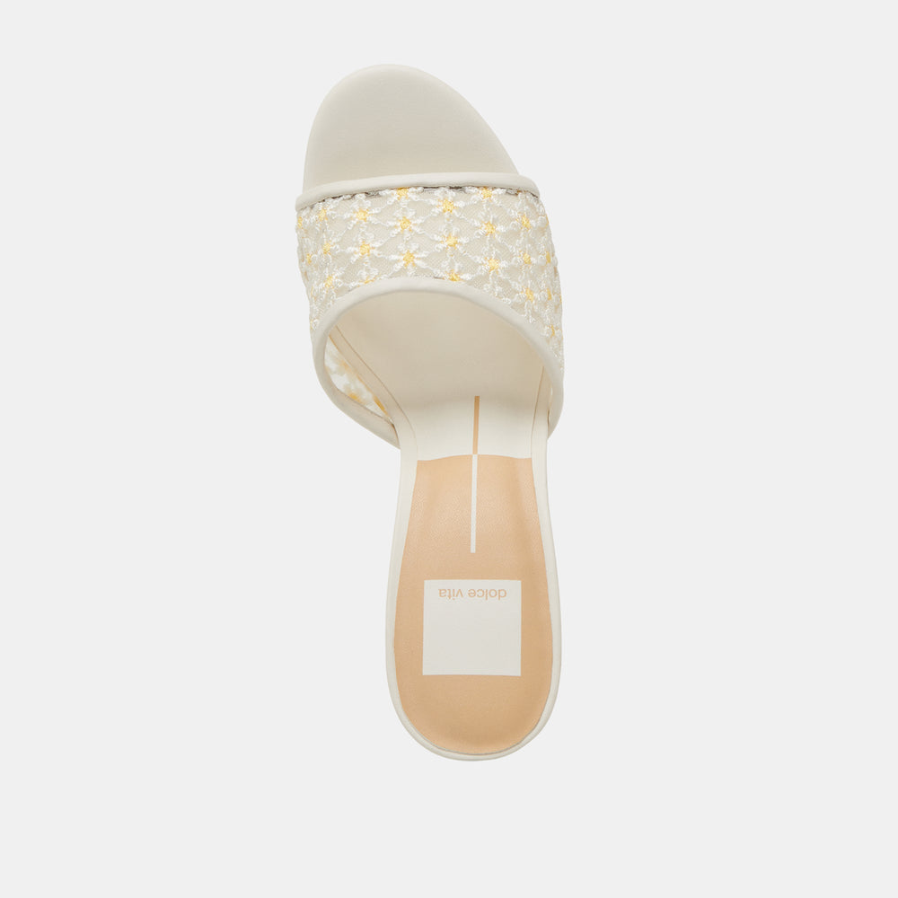 Dolce Vita SHOES | LAVENA FLORAL HEELS WHITE YELLOW FLORAL MESH
 – Dolce Vita