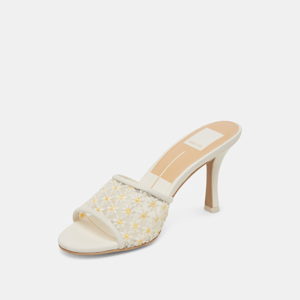 Dolce Vita SHOES | LAVENA FLORAL HEELS WHITE YELLOW FLORAL MESH
 – Dolce Vita