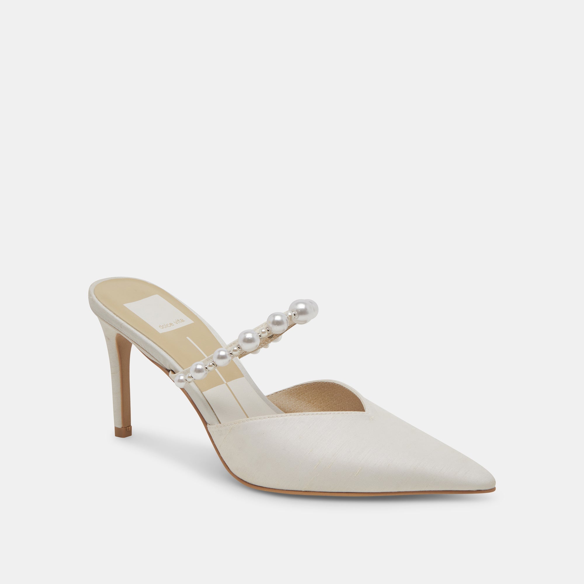 Dolce Vita SHOES | KANIKA Pearl Heels Vanilla Silk | Vanilla Silk Pearl Tapered Heels
 – Dolce Vita