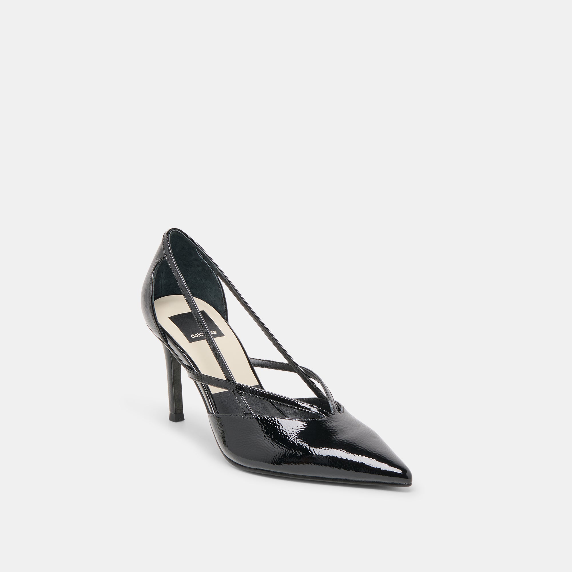 Dolce Vita SHOES | Kaine Midnight Crinkle Patent Leather Heels