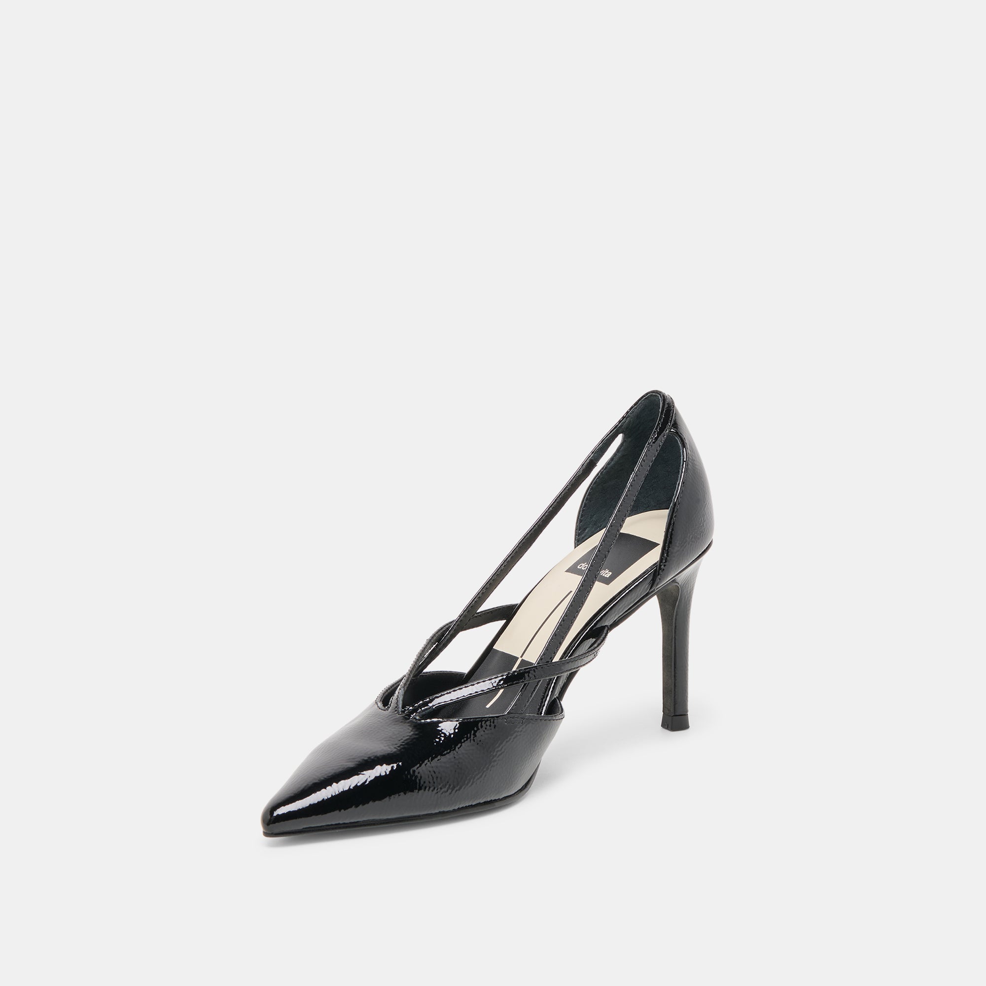 Dolce Vita SHOES | Kaine Midnight Crinkle Patent Leather Heels