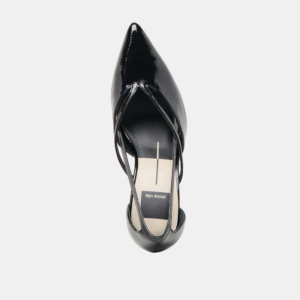 Dolce Vita SHOES | Kaine Midnight Crinkle Patent Leather Heels