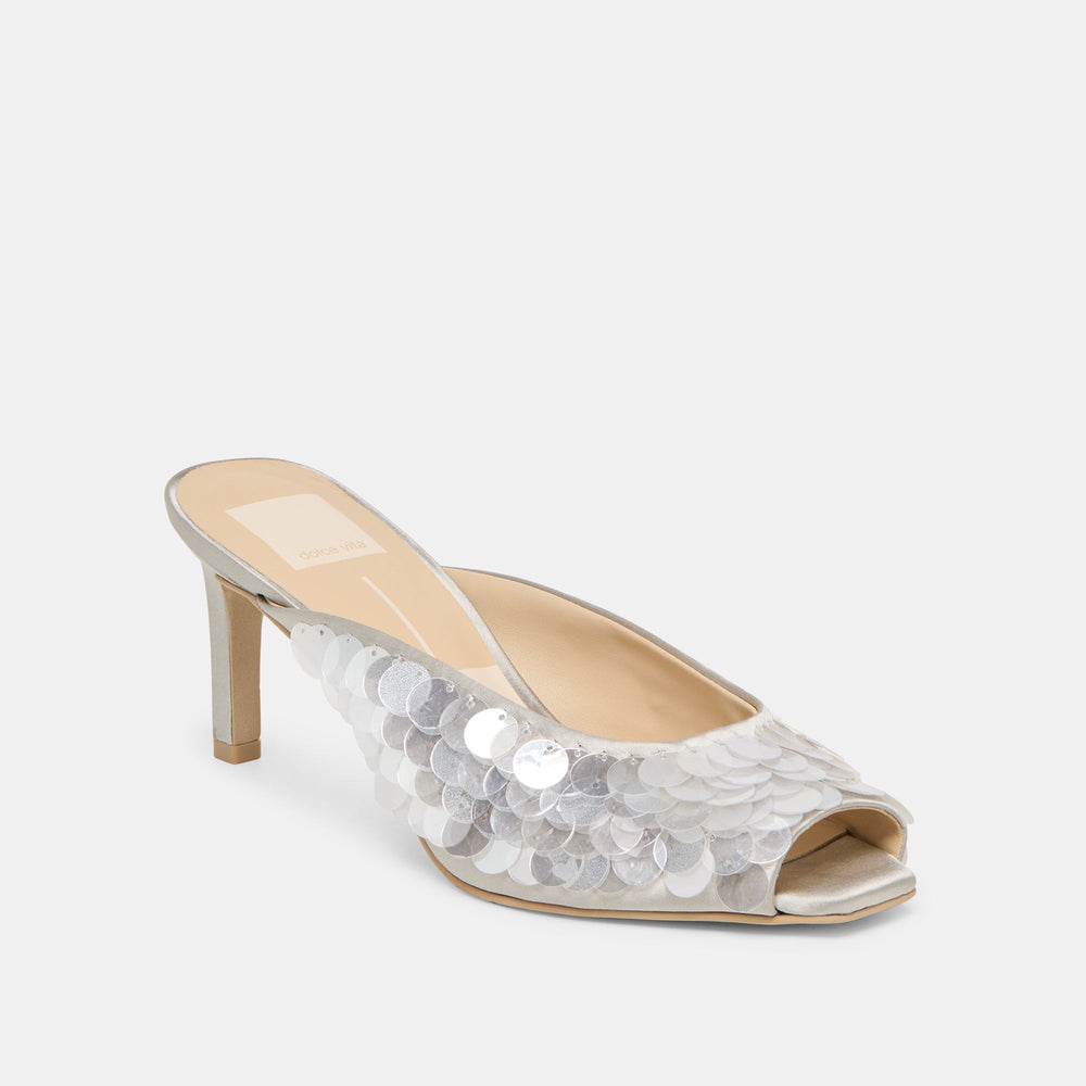 Dolce Vita SHOES | Samary Confetti Silver Satin Heels