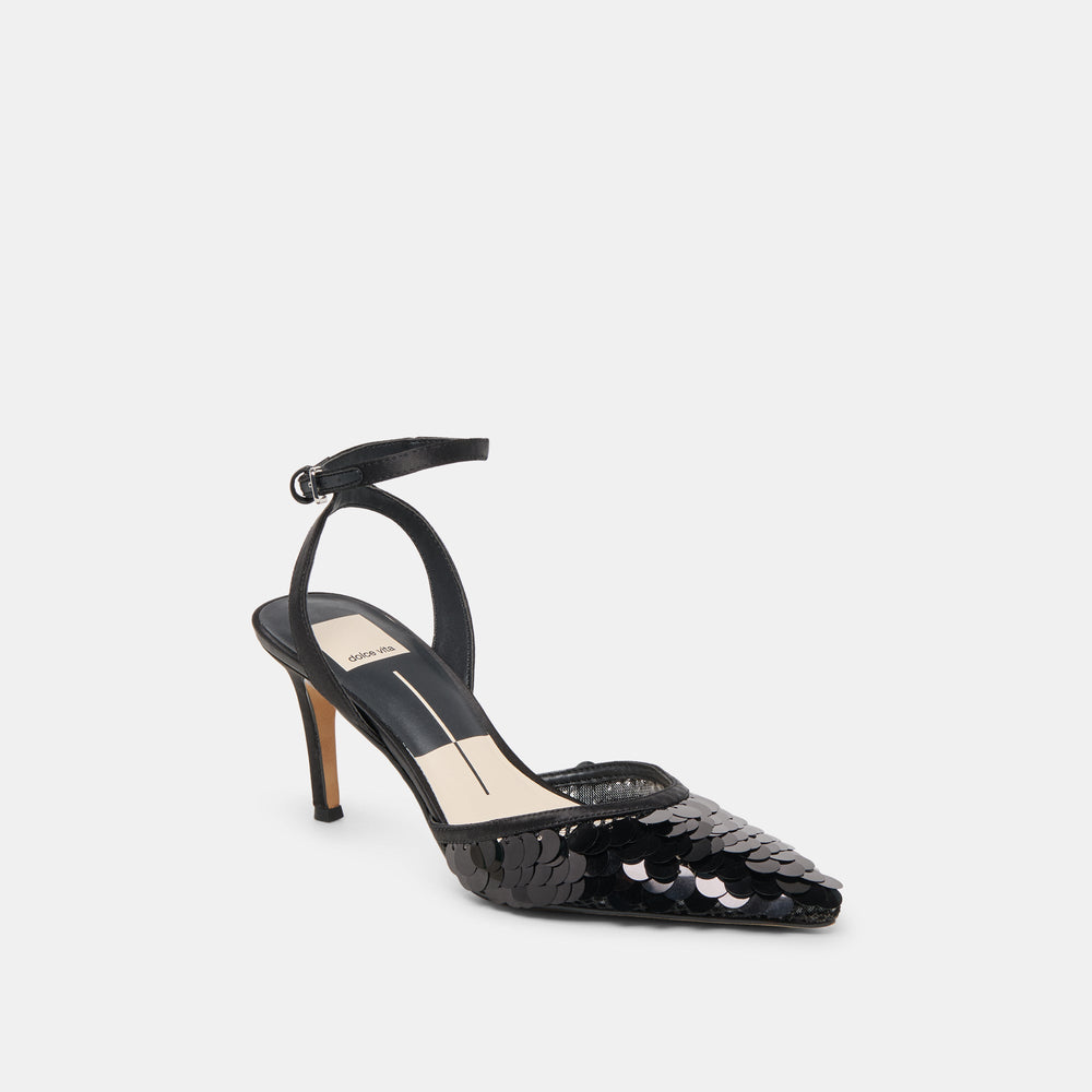 Dolce Vita SHOES | Elizza Confetti Onyx Woven Mesh Heels
