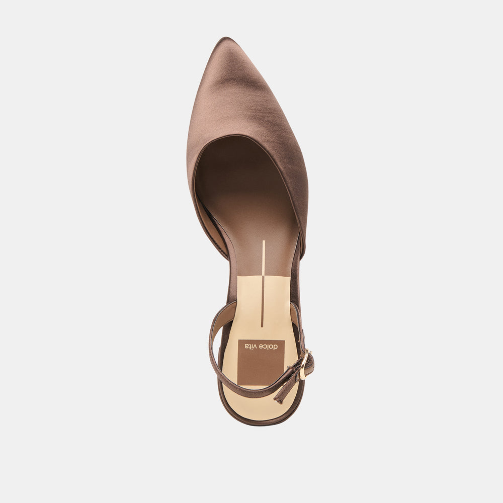 Dolce Vita SHOES | Carel Dk Brown Satin Heels