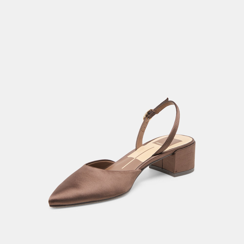 Dolce Vita SHOES | Carel Dk Brown Satin Heels