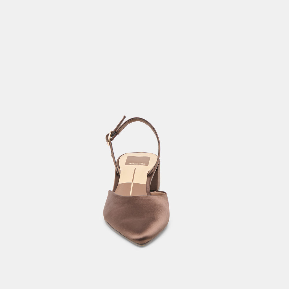 Dolce Vita SHOES | Carel Dk Brown Satin Heels