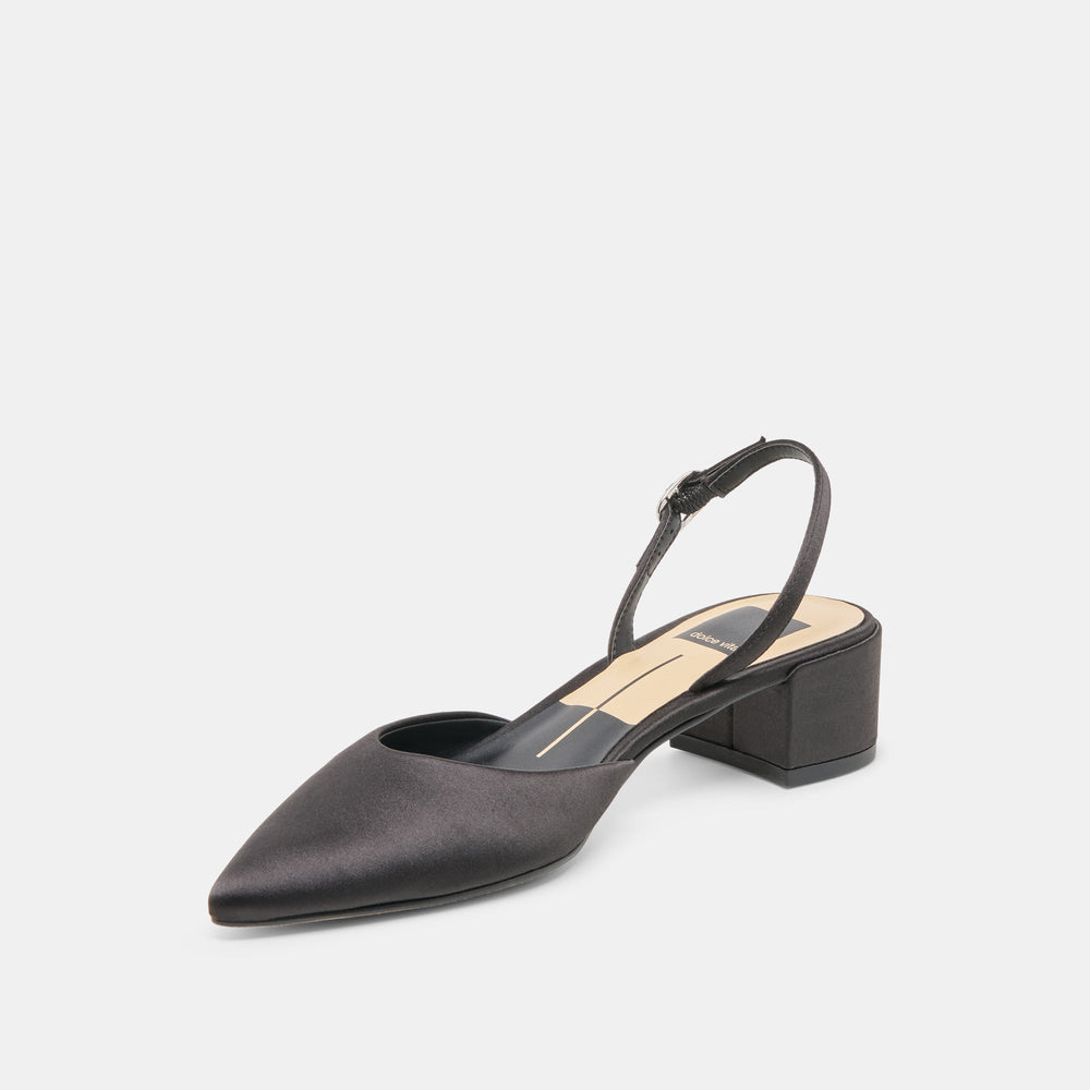 Dolce Vita SHOES | Carel Onyx Satin Heels