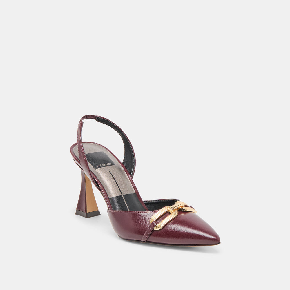Dolce Vita SHOES | Malik Cranberry Crinkle Patent Heels