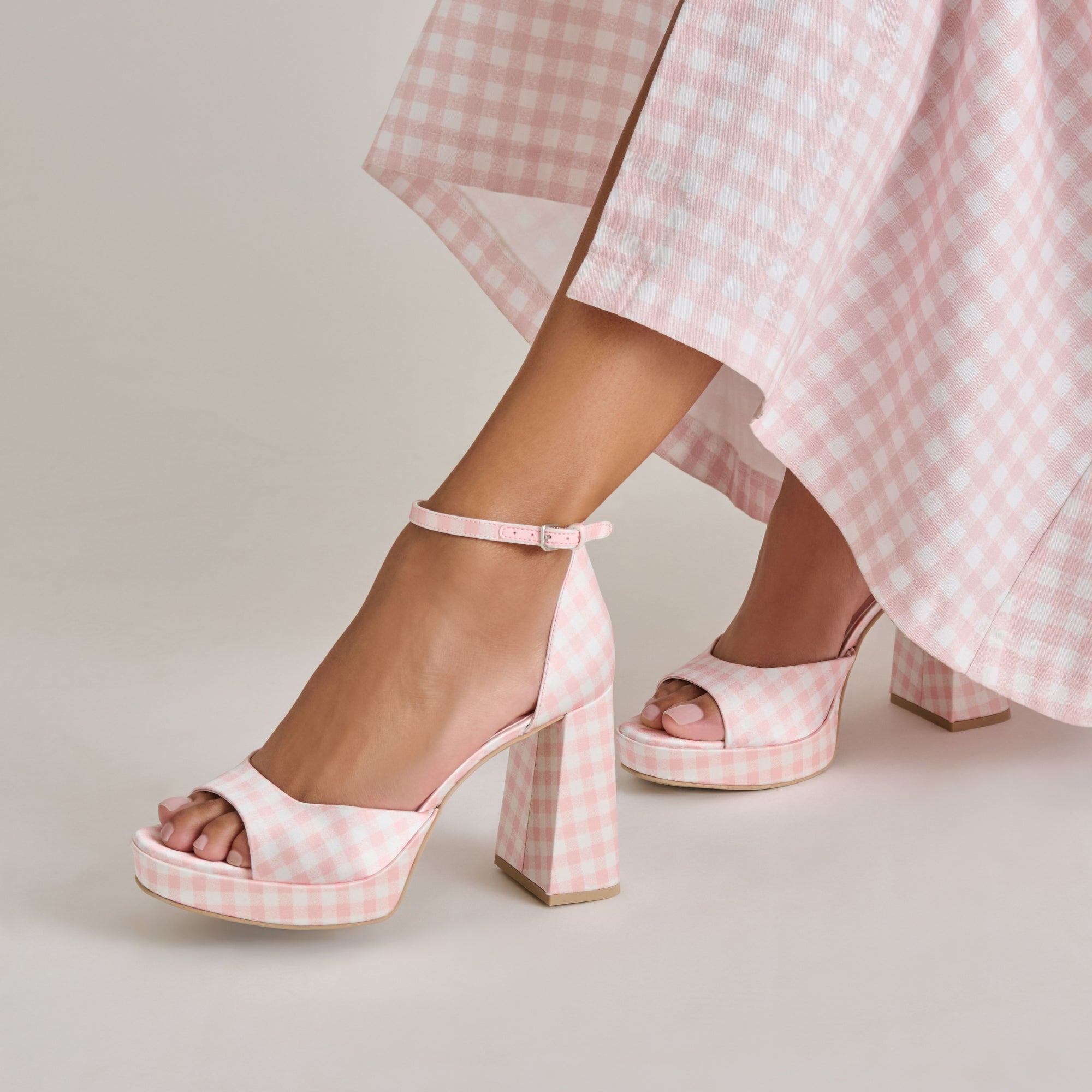 Dolce Vita SHOES | Reyes X Byrdie Golf Pink Plaid Gingham Heels