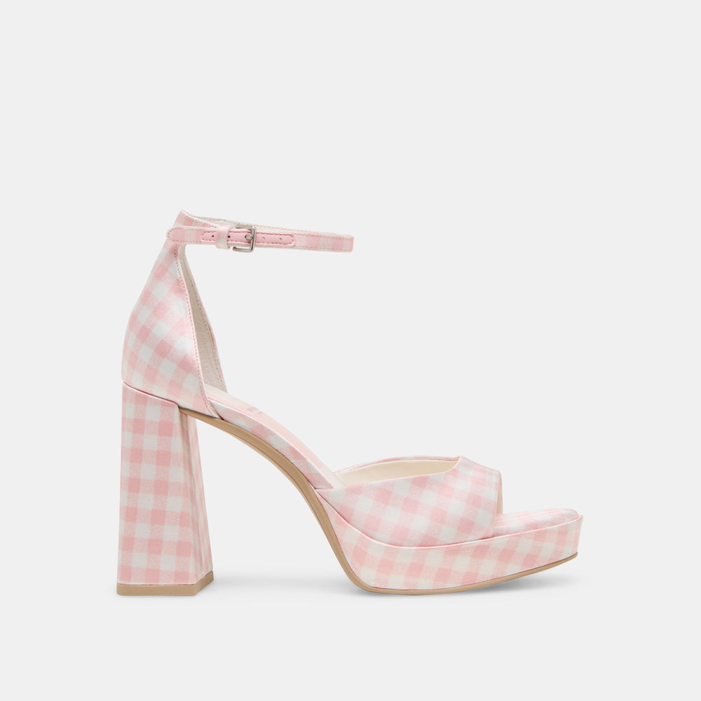 Dolce Vita SHOES | Reyes X Byrdie Golf Pink Plaid Gingham Heels