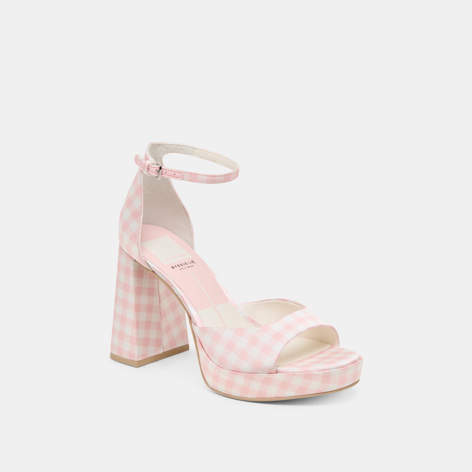 Dolce Vita SHOES | Reyes X Byrdie Golf Pink Plaid Gingham Heels