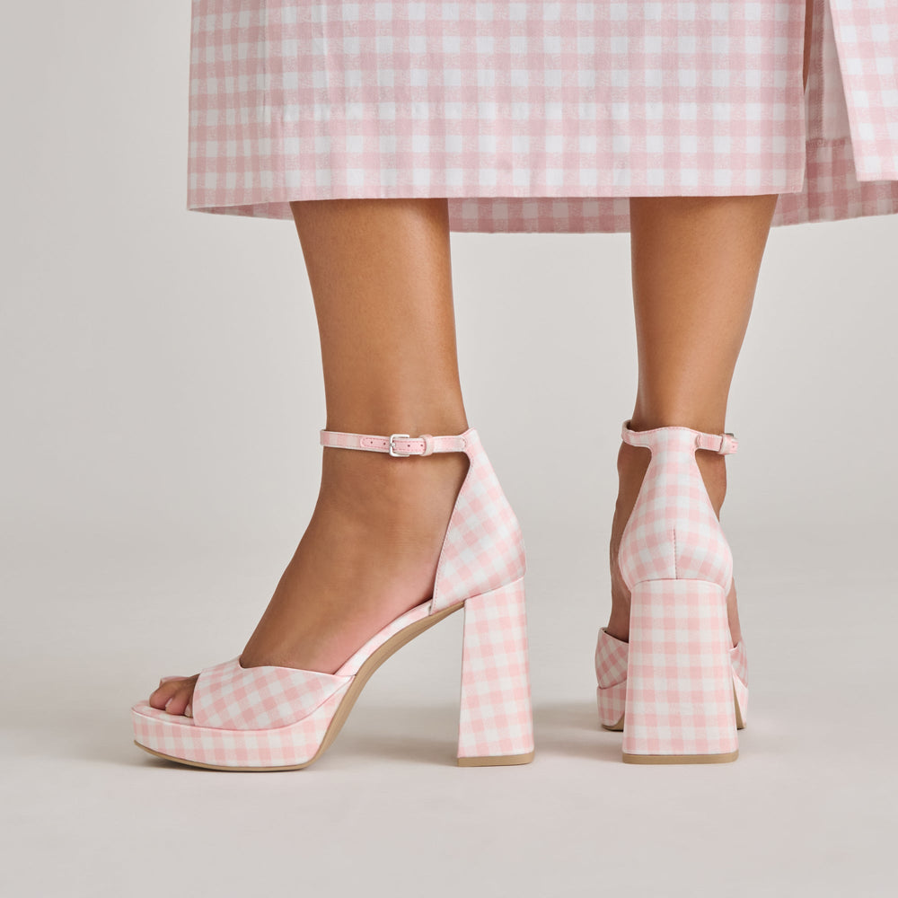 Dolce Vita SHOES | Reyes X Byrdie Golf Pink Plaid Gingham Heels