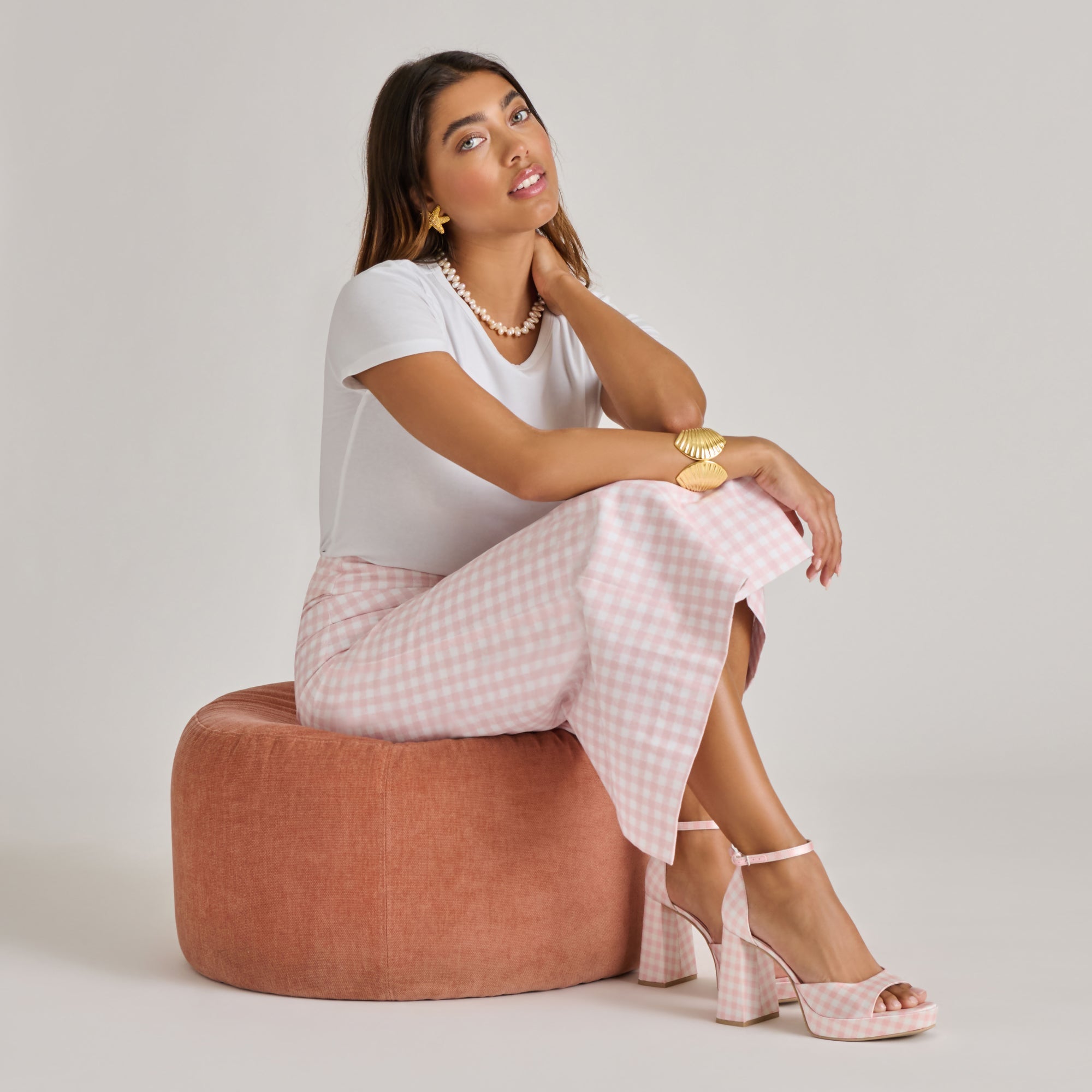 Dolce Vita SHOES | Reyes X Byrdie Golf Pink Plaid Gingham Heels