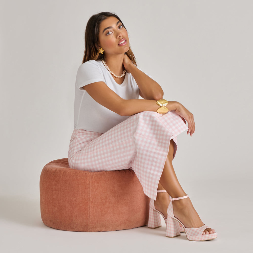 Dolce Vita SHOES | Reyes X Byrdie Golf Pink Plaid Gingham Heels