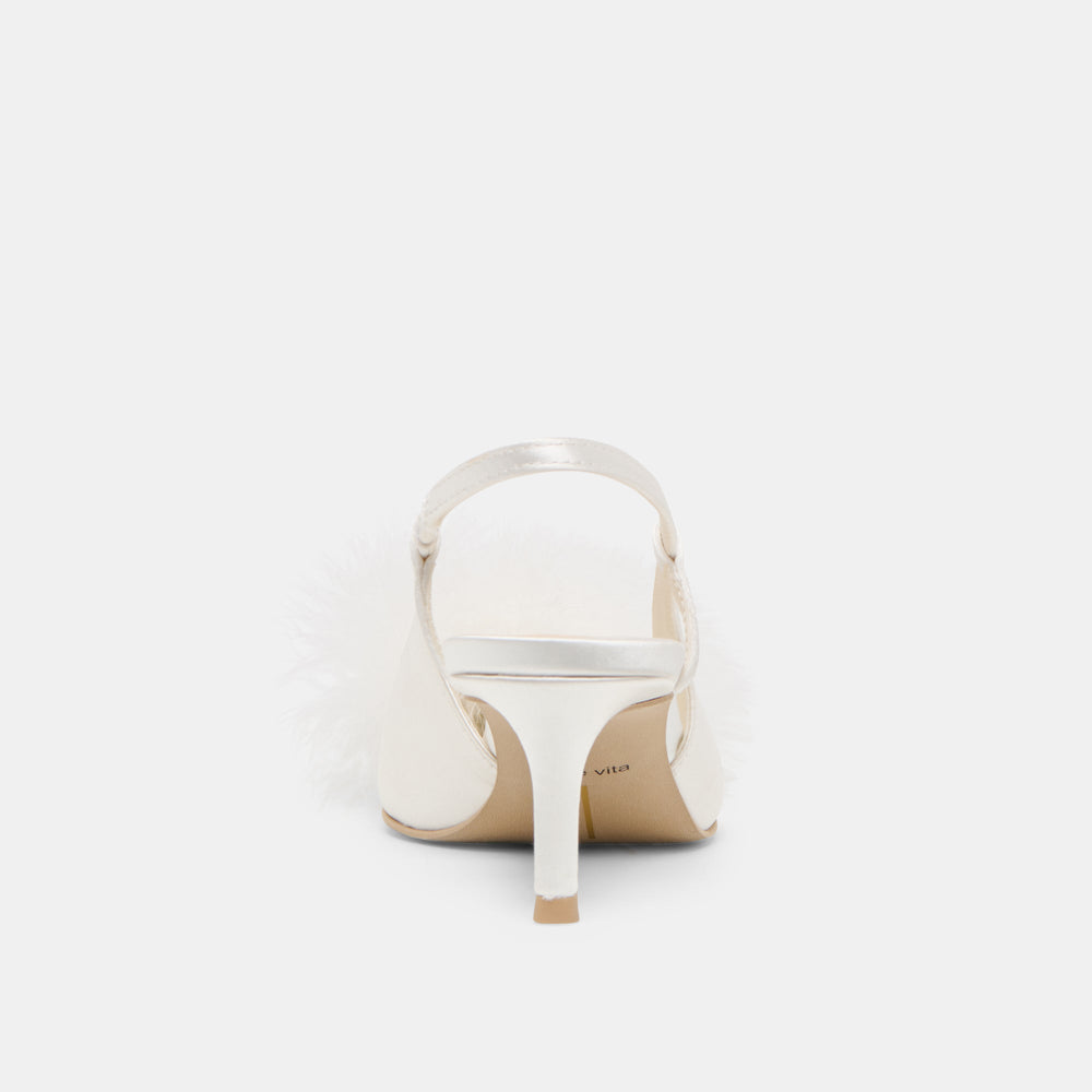 Dolce Vita SHOES | Kamy True White Satin Heels