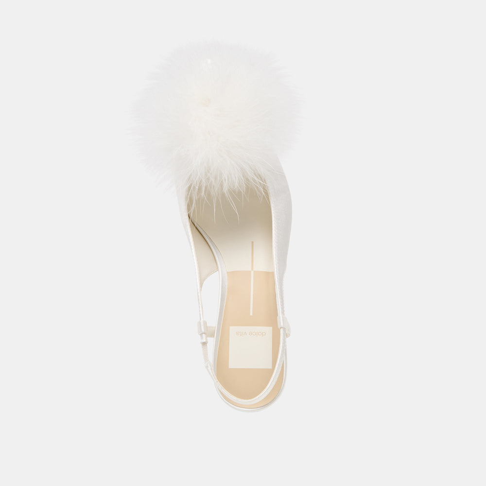 Dolce Vita SHOES | Kamy True White Satin Heels