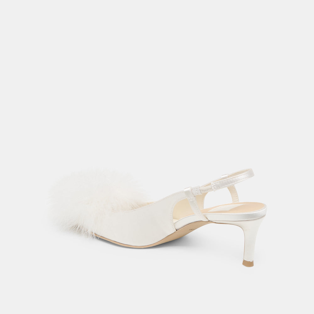 Dolce Vita SHOES | Kamy True White Satin Heels