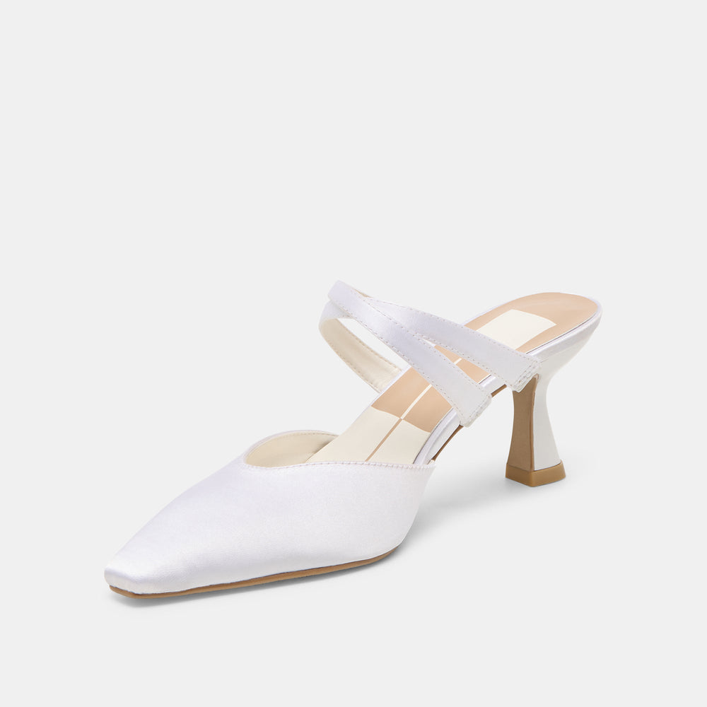 Dolce Vita SHOES | Linore True White Satin Heels