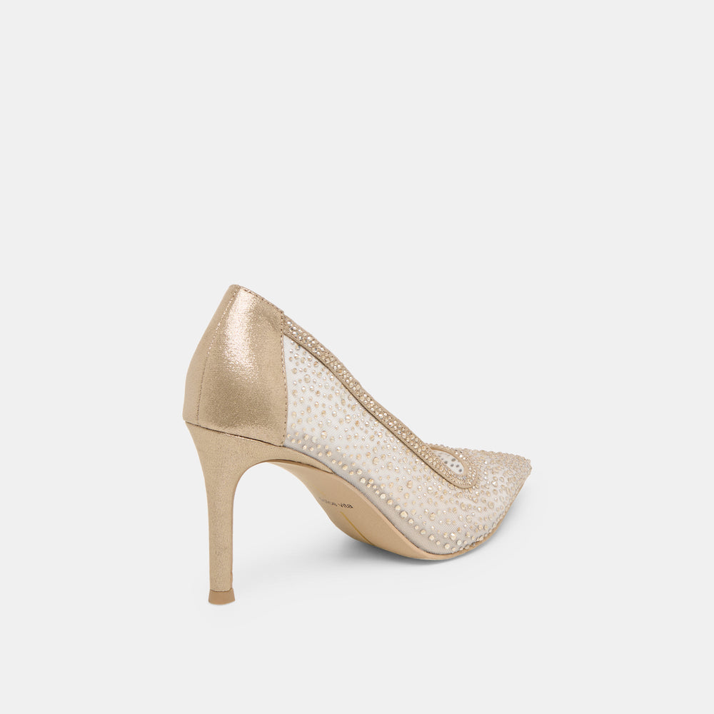 Dolce Vita SHOES | Kashe Crystal Lt Gold Mesh Heels