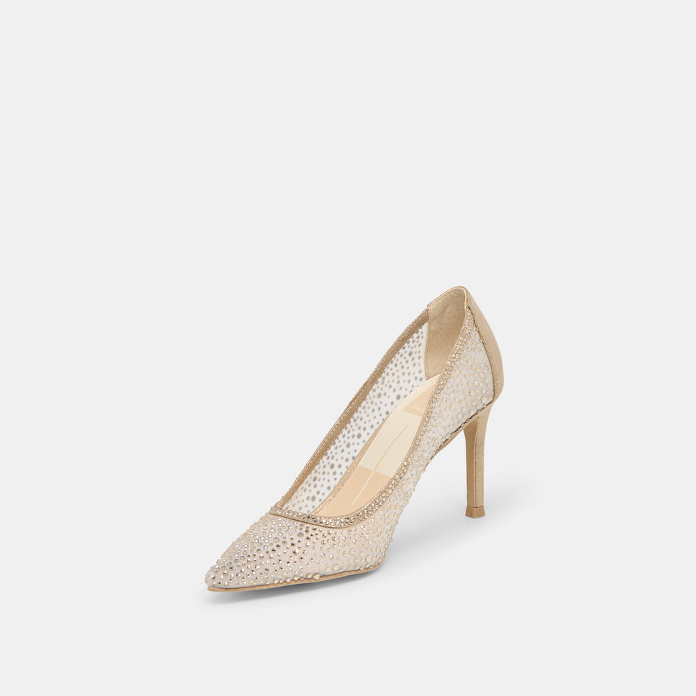 Dolce Vita SHOES | Kashe Crystal Lt Gold Mesh Heels