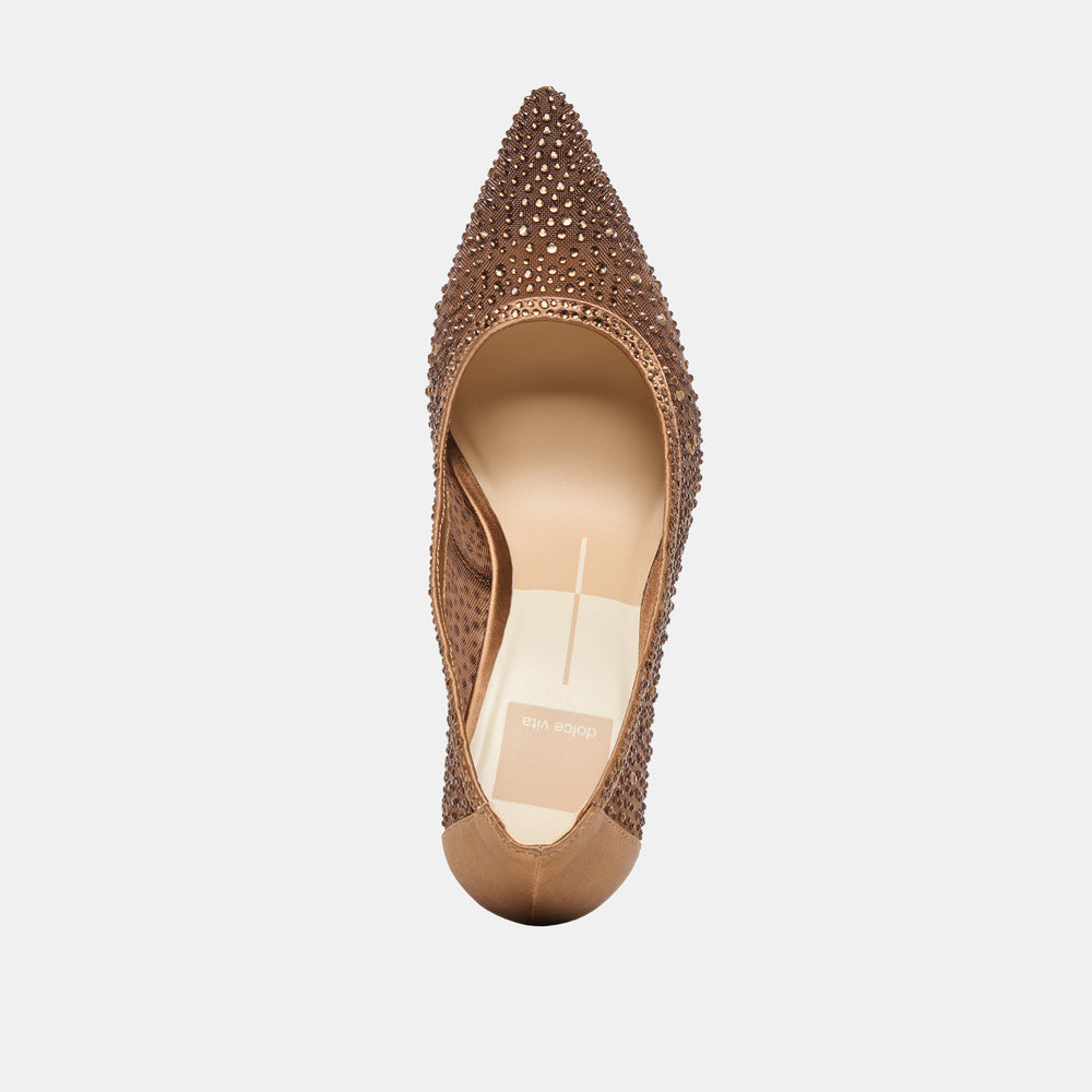 Dolce Vita SHOES | Kashe Crystal Mid Brown Mesh Heels