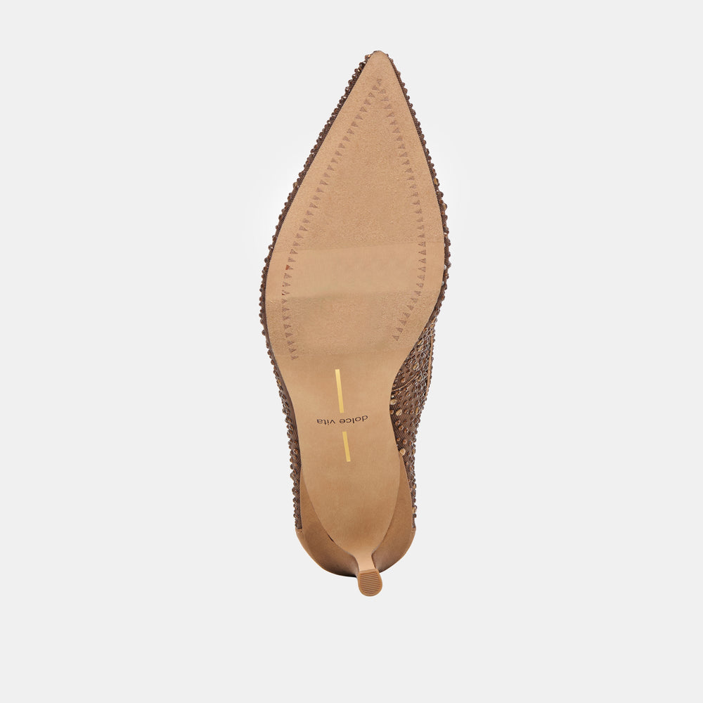 Dolce Vita SHOES | Kashe Crystal Mid Brown Mesh Heels