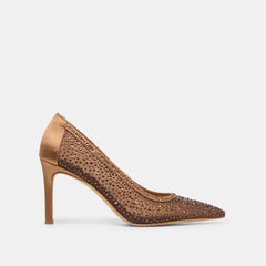 Dolce Vita SHOES | Kashe Crystal Mid Brown Mesh Heels