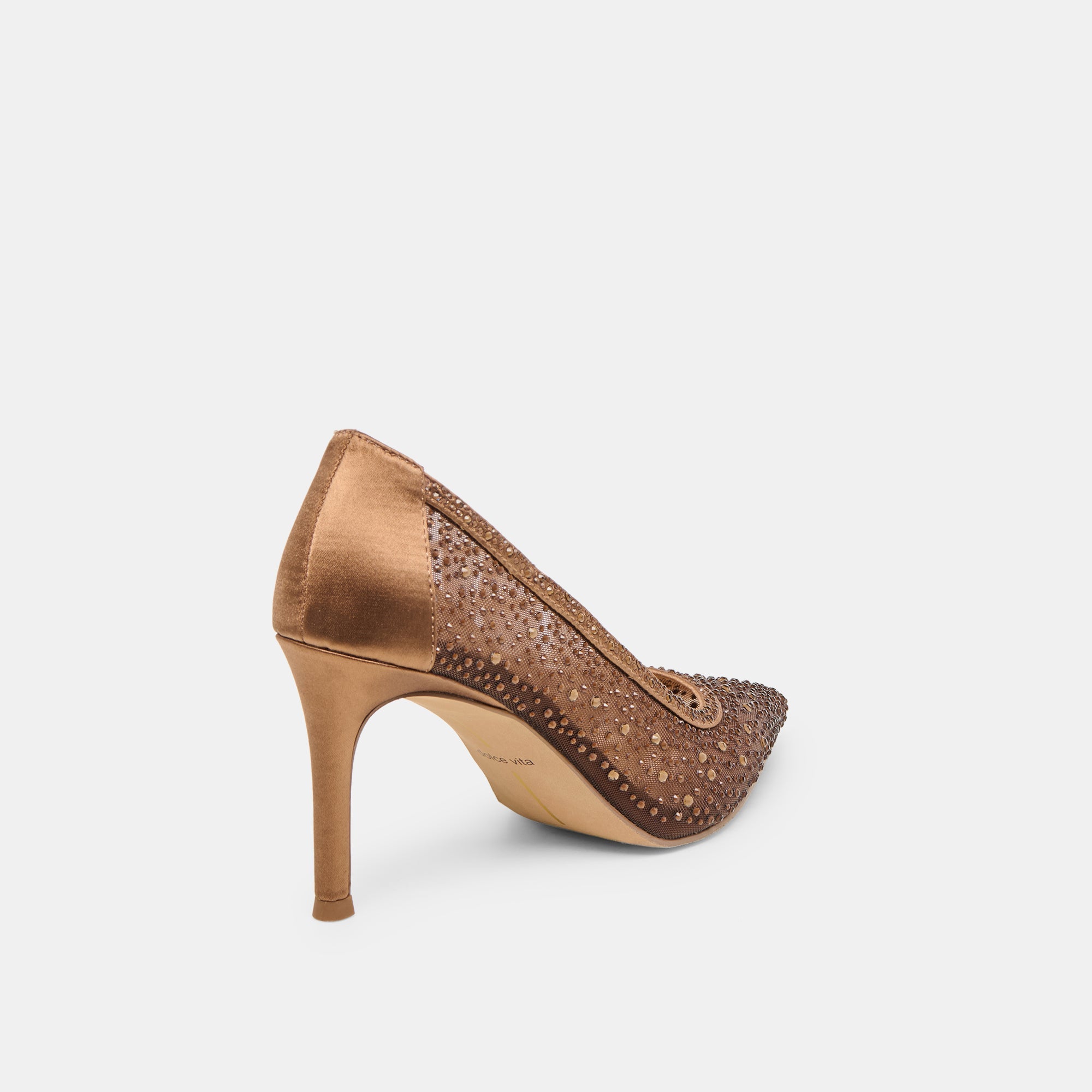Dolce Vita SHOES | Kashe Crystal Mid Brown Mesh Heels