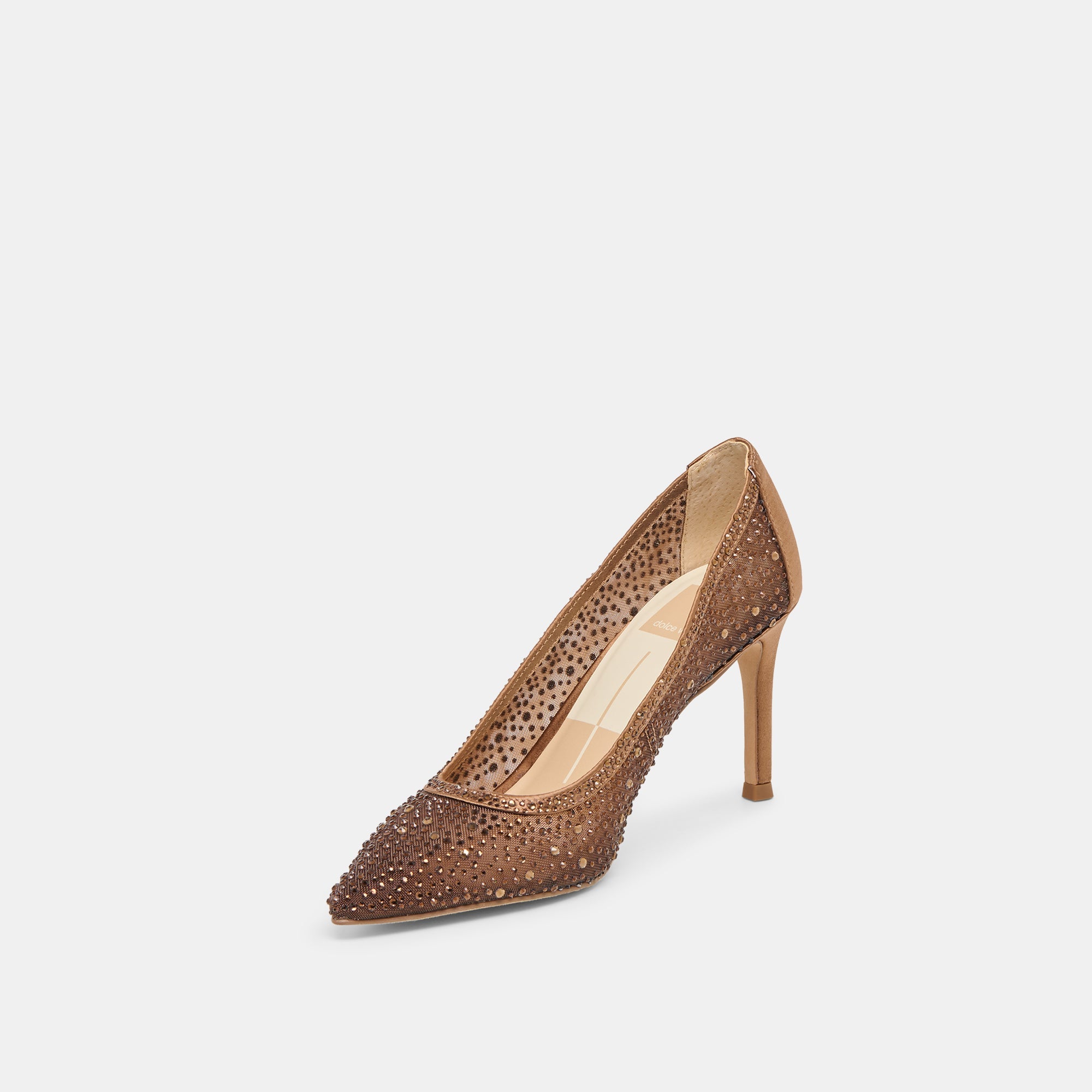 Dolce Vita SHOES | Kashe Crystal Mid Brown Mesh Heels