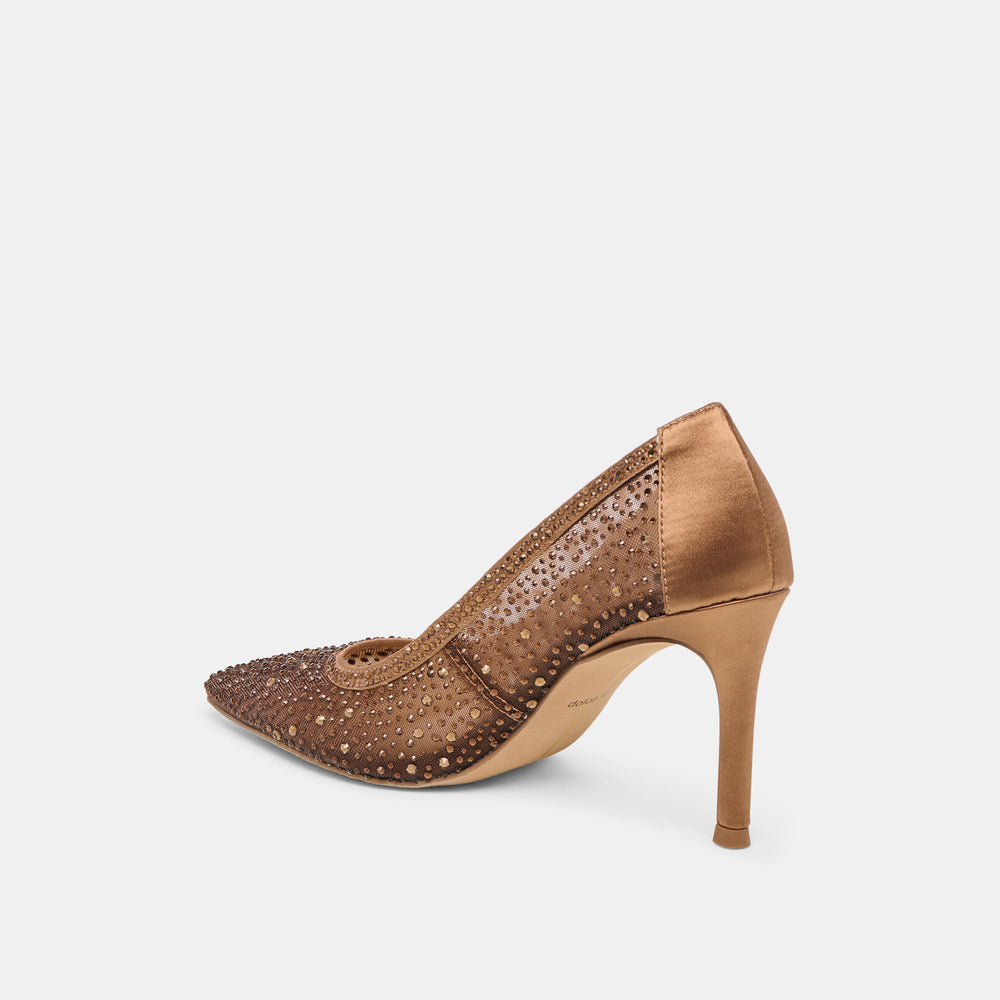Dolce Vita SHOES | Kashe Crystal Mid Brown Mesh Heels