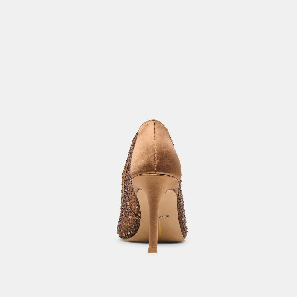 Dolce Vita SHOES | Kashe Crystal Mid Brown Mesh Heels
