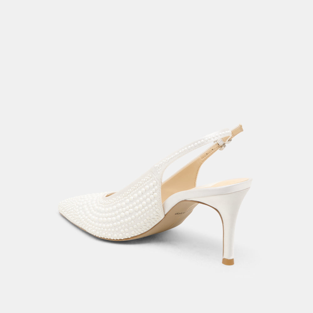 Dolce Vita SHOES | Elasi Pearl Off White Satin Heels