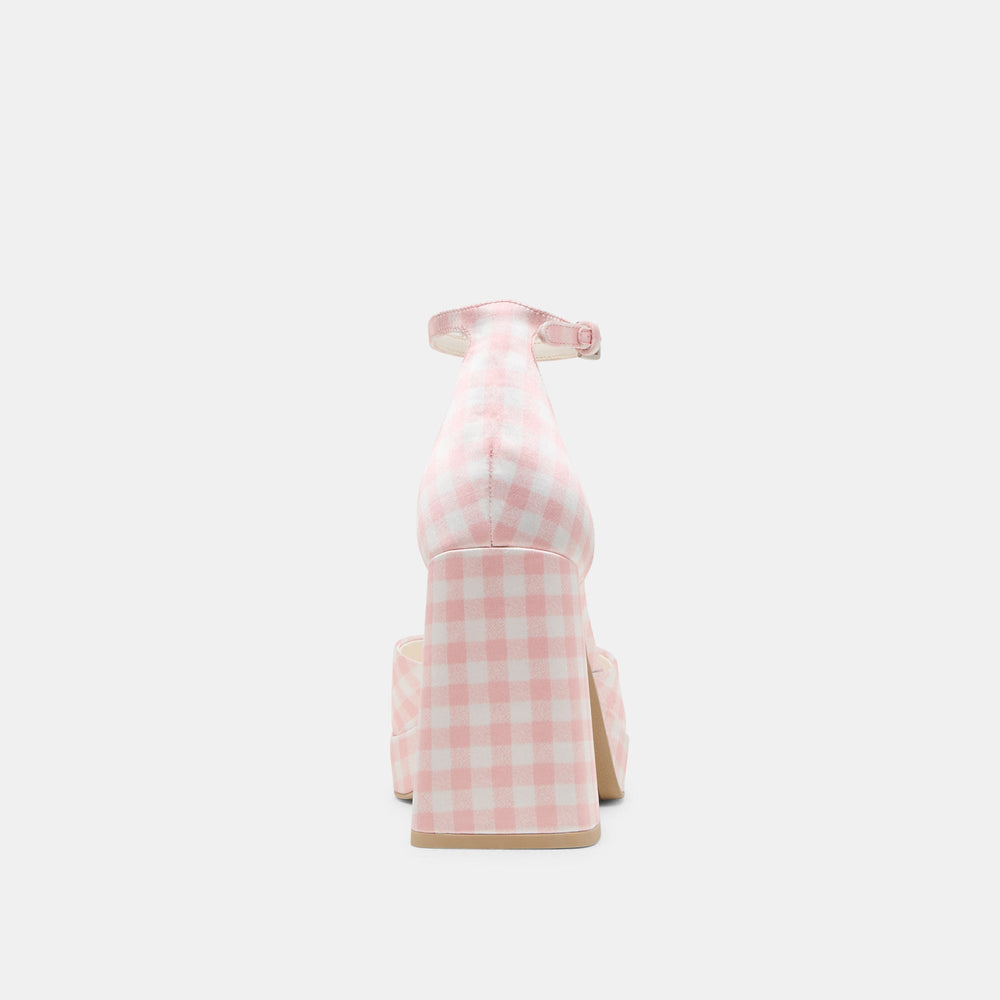 Dolce Vita SHOES | Pandro X Byrdie Golf Pink Plaid Gingham Wide Heels