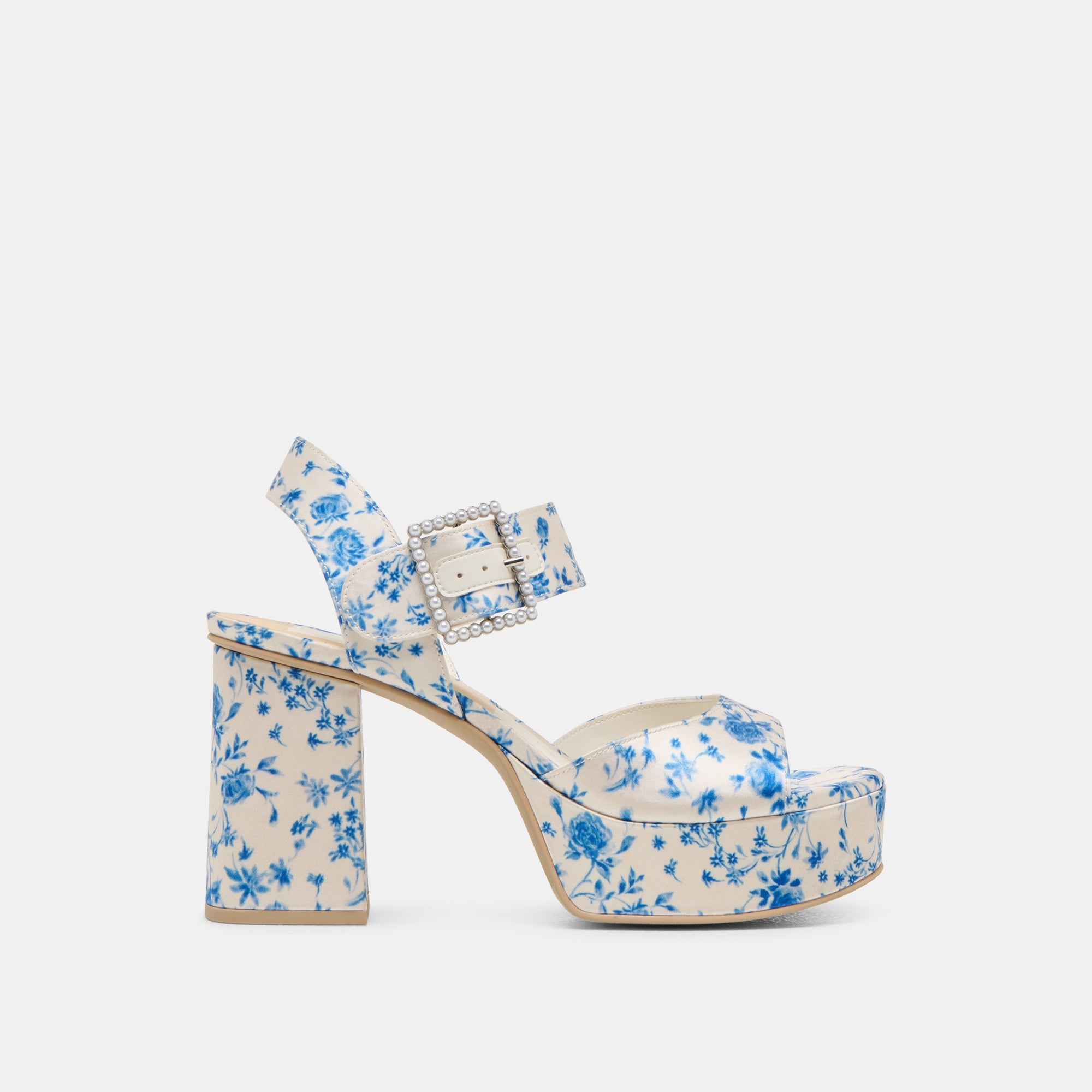 Dolce Vita SHOES | Bobby Pearl Blue Floral Satin Heels