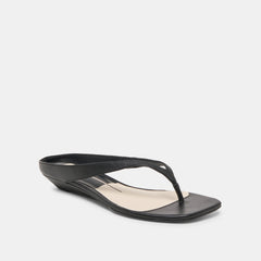 Dolce Vita SHOES | GIZEL Black Leather Thong Square-Toe Sandals